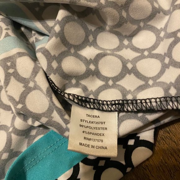 Tacera Geometric Print Dress Tassel Tie Top Med. - Picture 5 of 8